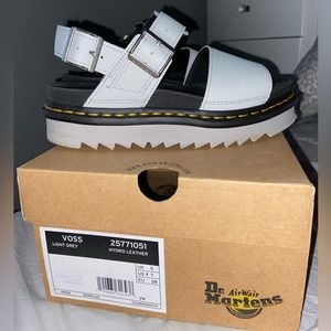 Dr. Marten’s, Voss Women’s Leather Strap Sandals in Light Grey